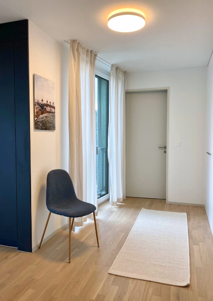 Projekt blumige Neubauwohnung Eingangsbereich mit Licht